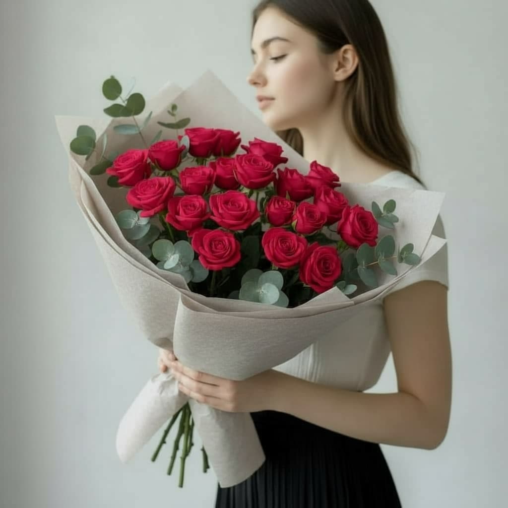 Букет из 9 красных кустовых роз